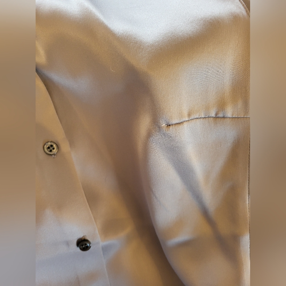 J. Crew Silver Silk Short-Sleeve Button-Down Blouse - Picture 5 of 11